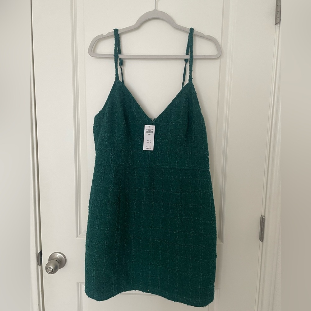 Dark green Tweed mini dress